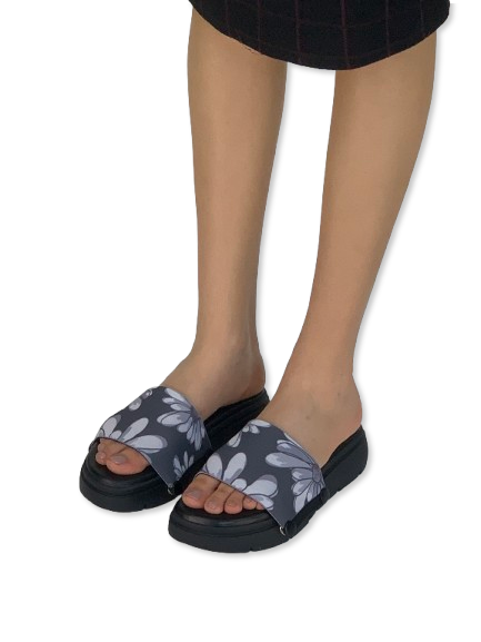 Noir Blossom Women Shoes Strap