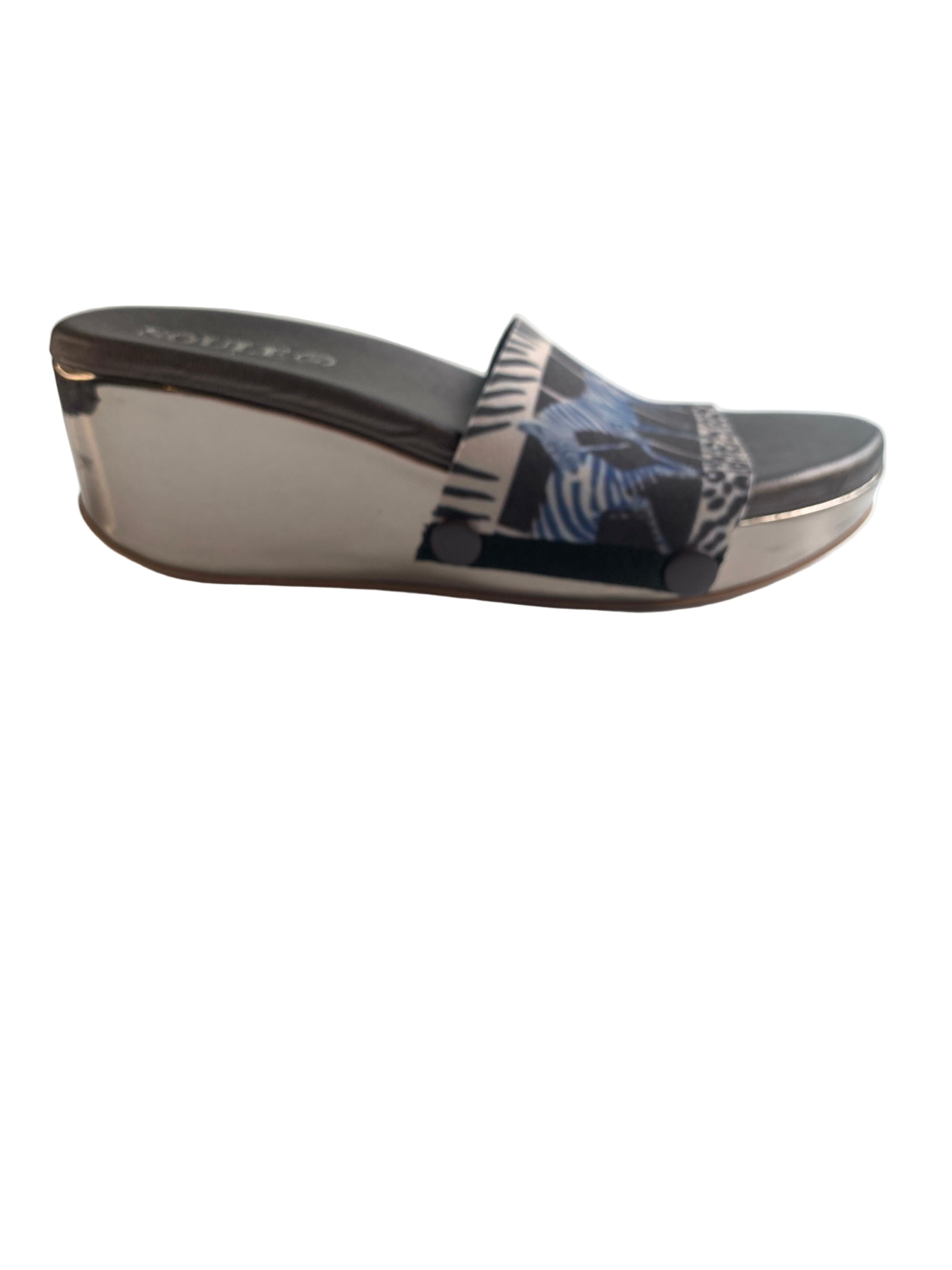 Black Zebra Women Shoes Strap