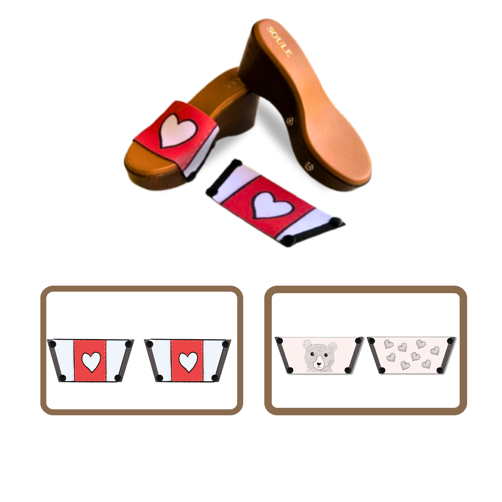 Love Pop + Cute Bear (1 sole + 2 straps)