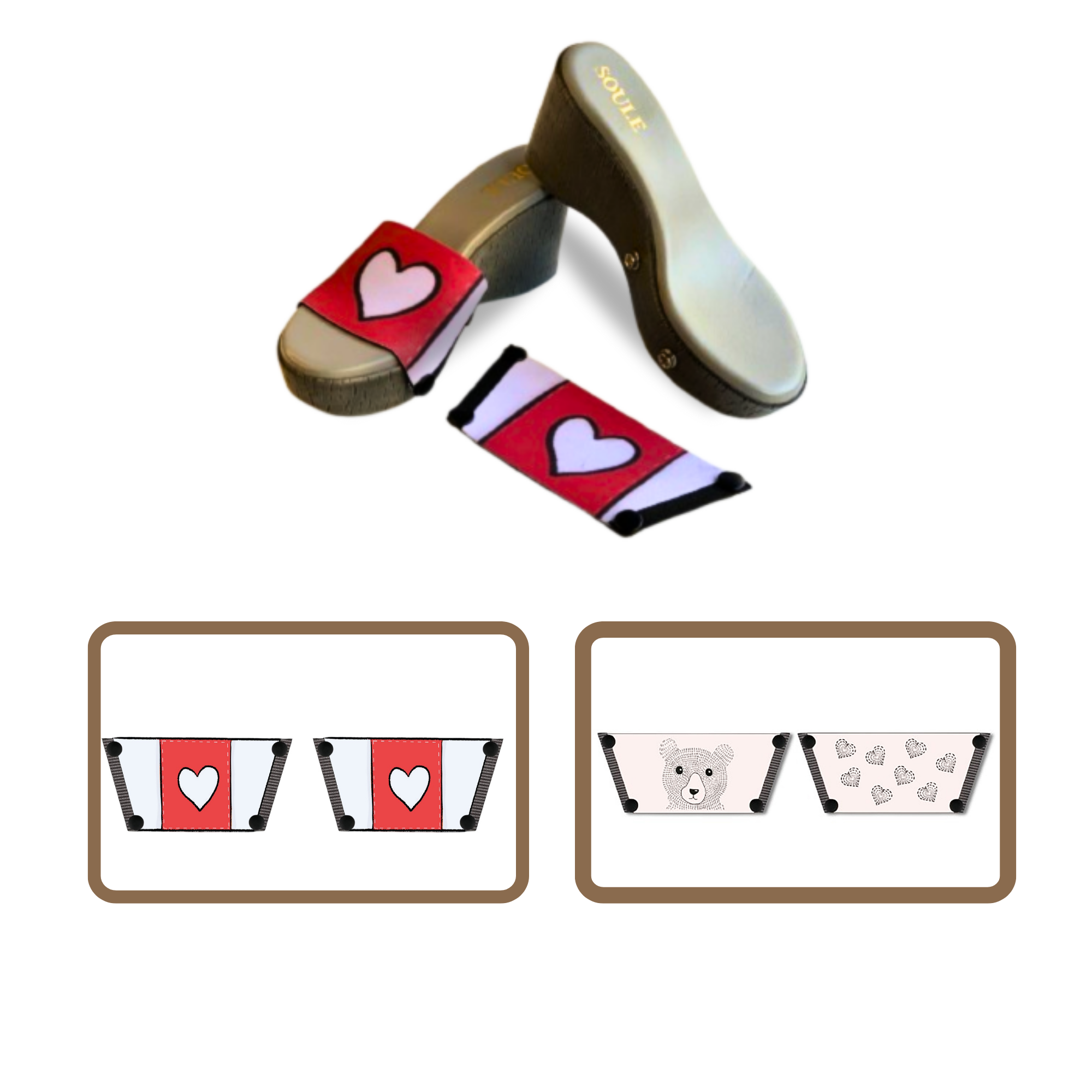 Love Pop + Cute Bear (1 sole + 2 straps)