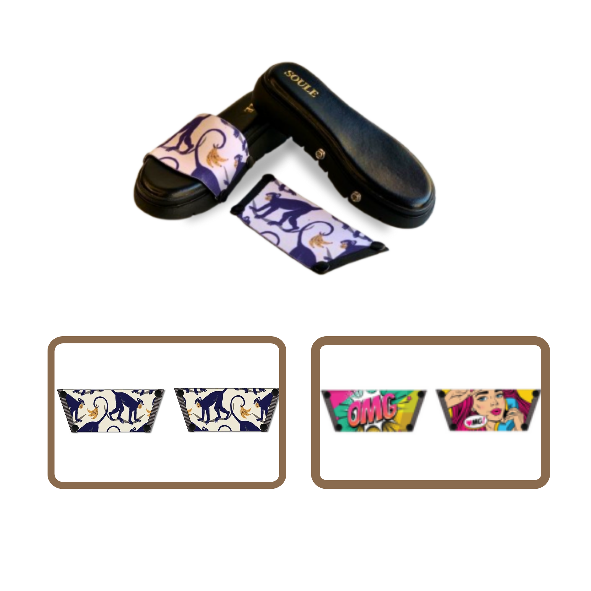 OMG Chic + Playful Primate (1 sole + 2 straps)