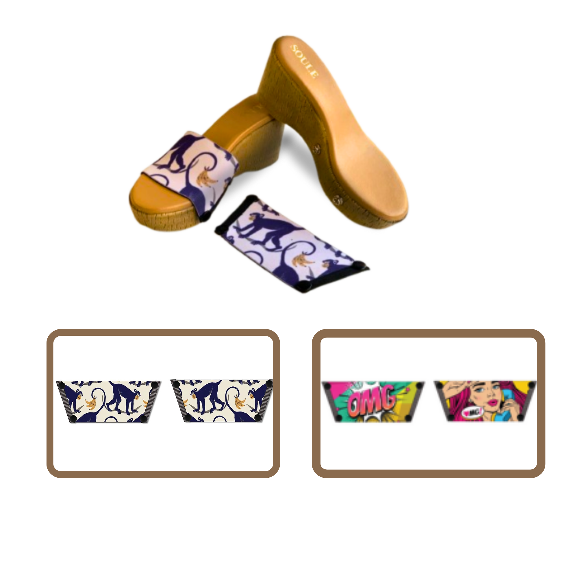 OMG Chic + Playful Primate (1 sole + 2 straps)