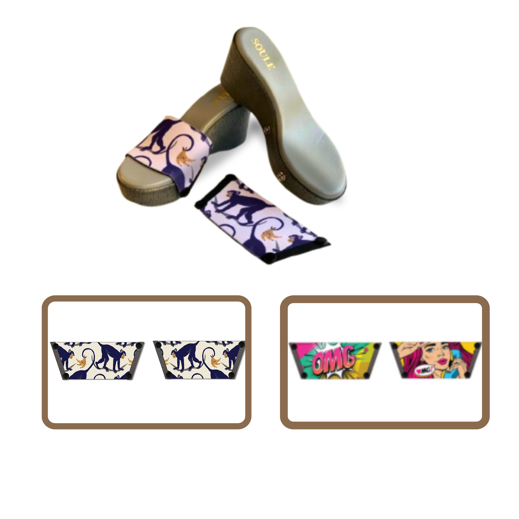 OMG Chic + Playful Primate (1 sole + 2 straps)