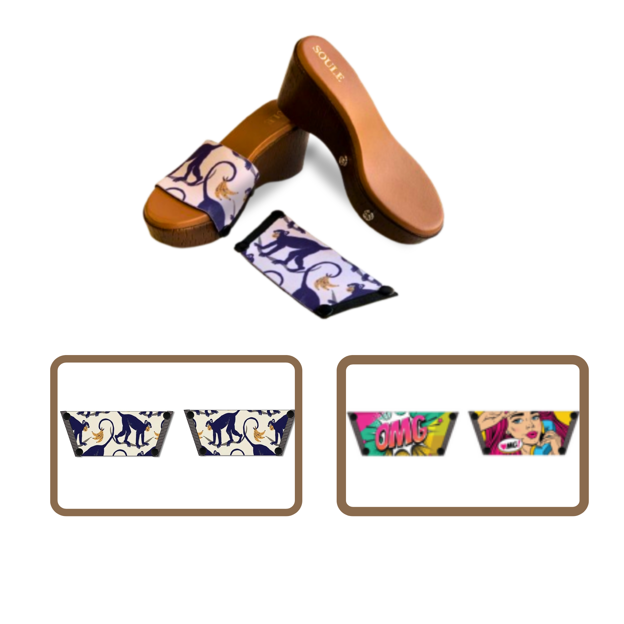 OMG Chic + Playful Primate (1 sole + 2 straps)