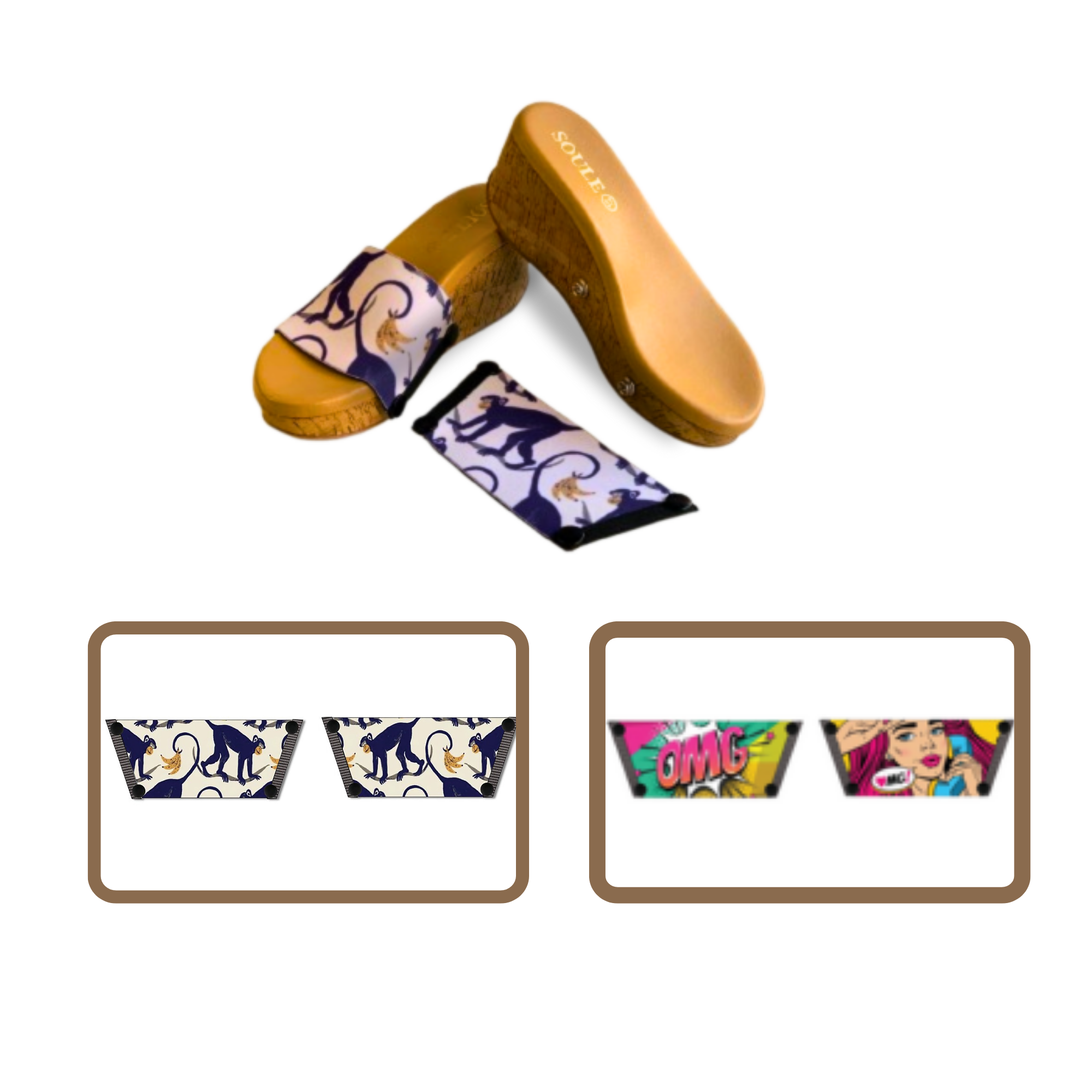 OMG Chic + Playful Primate (1 sole + 2 straps)