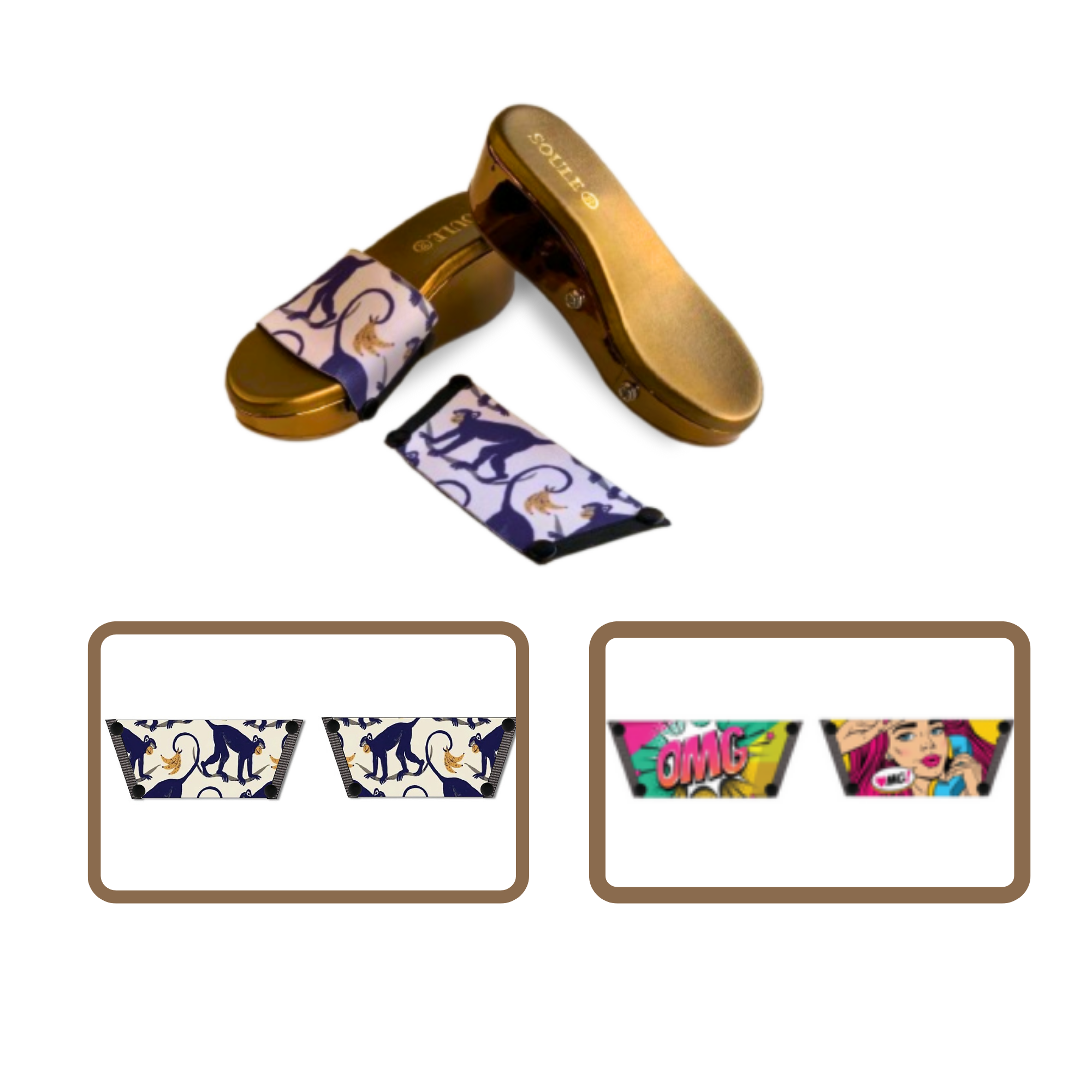 OMG Chic + Playful Primate (1 sole + 2 straps)