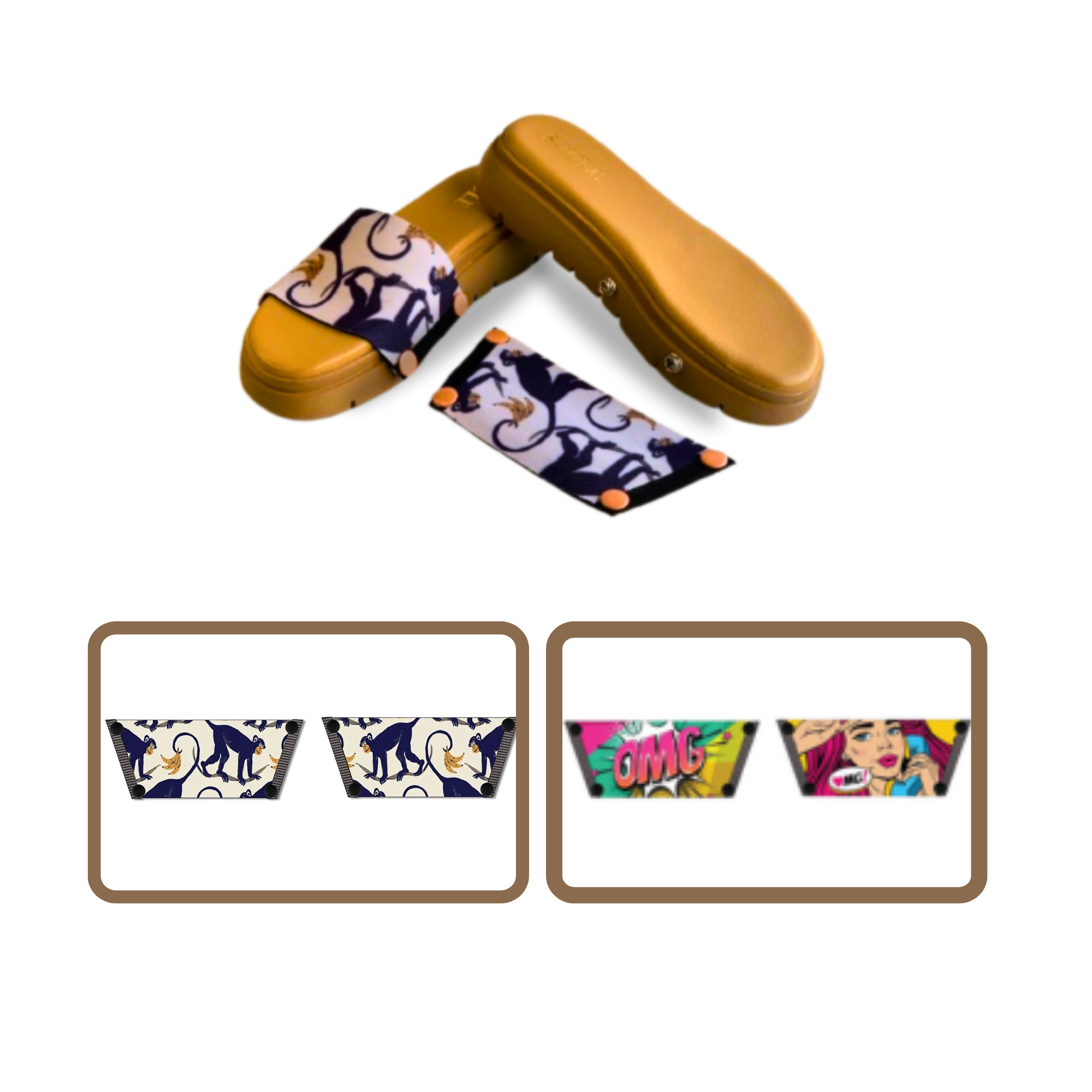 OMG Chic + Playful Primate (1 sole + 2 straps)