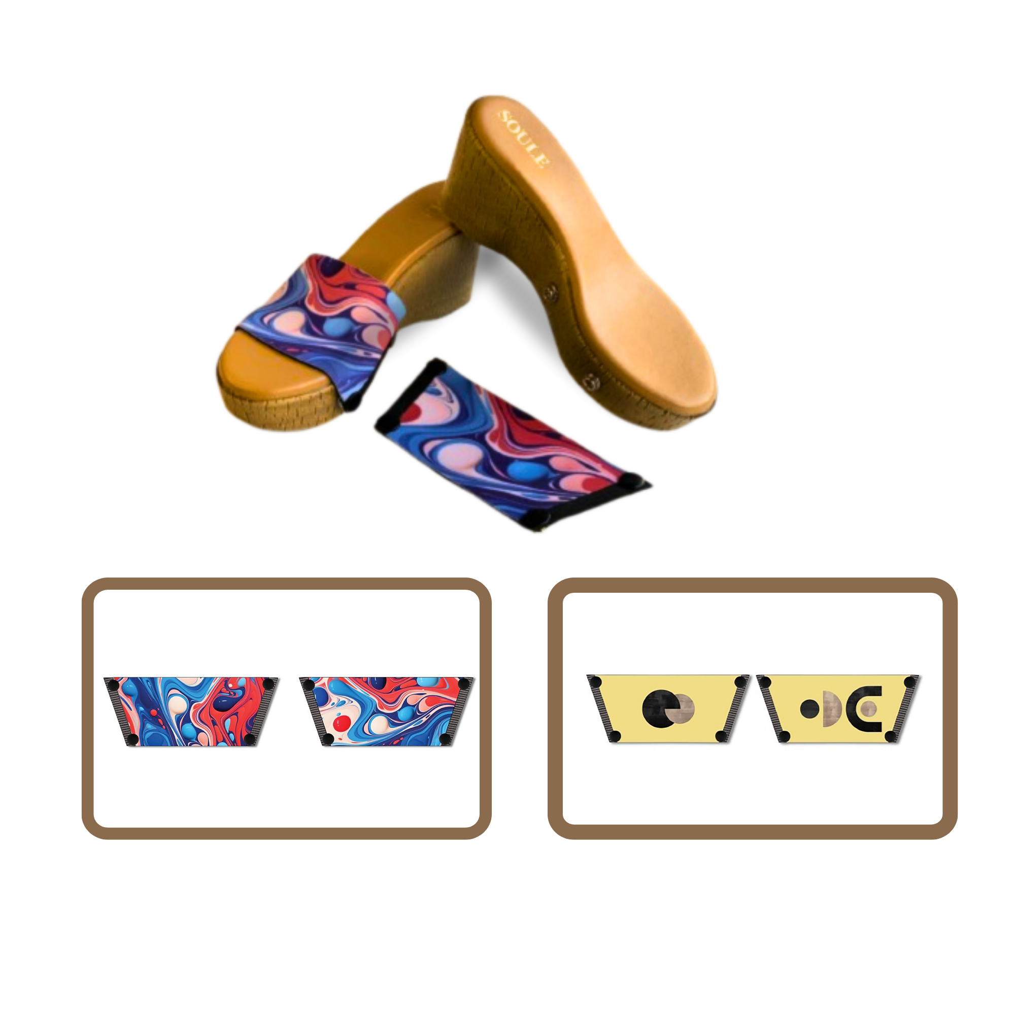 Playful Fluid Art + Abstract Modern Art   (1 sole + 2 straps)