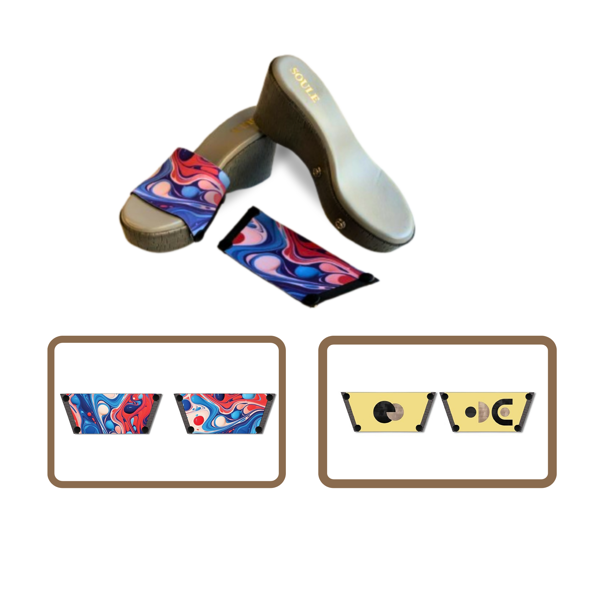 Playful Fluid Art + Abstract Modern Art   (1 sole + 2 straps)