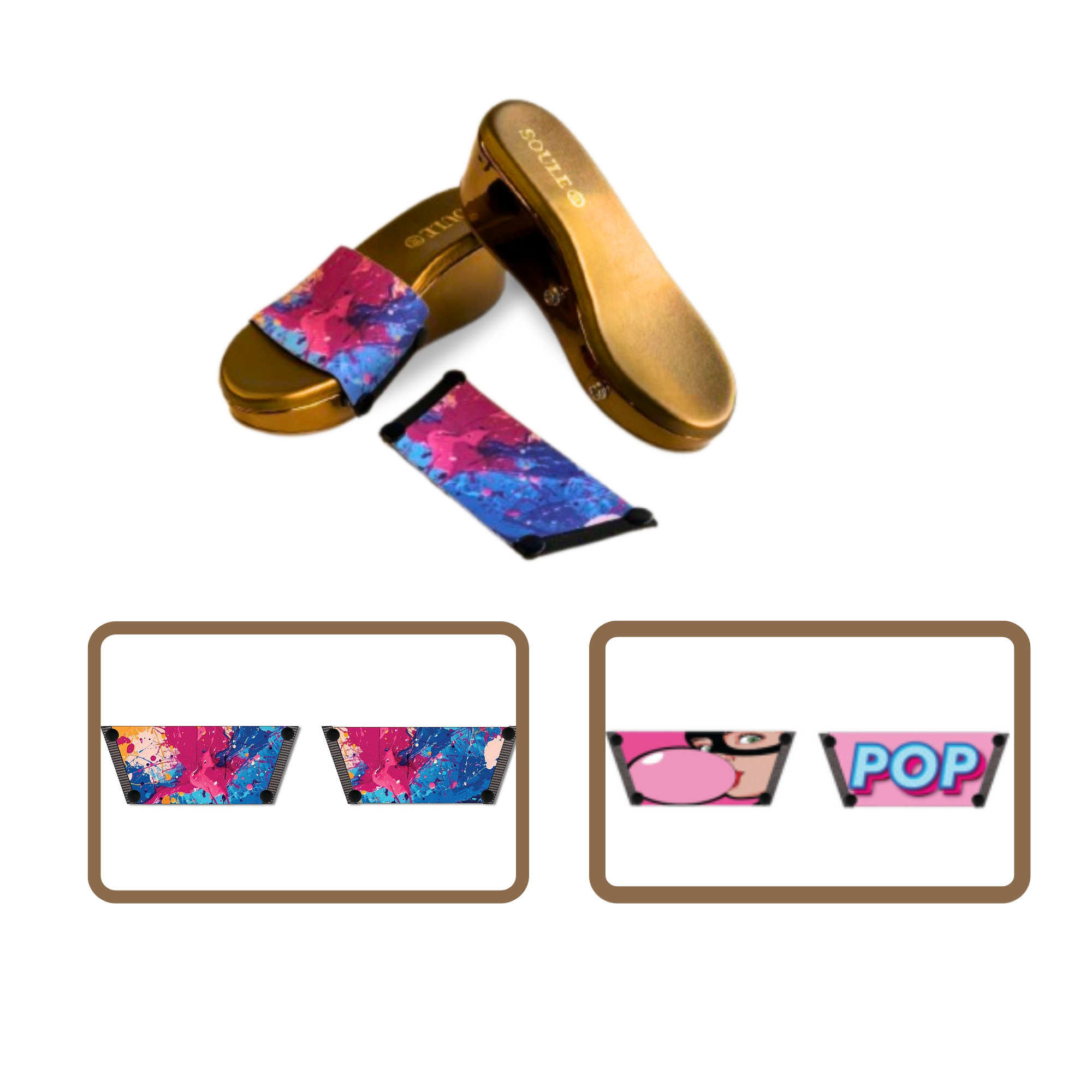 Vibrant Fluid Art + Bubble Pop (1 sole + 2 straps)