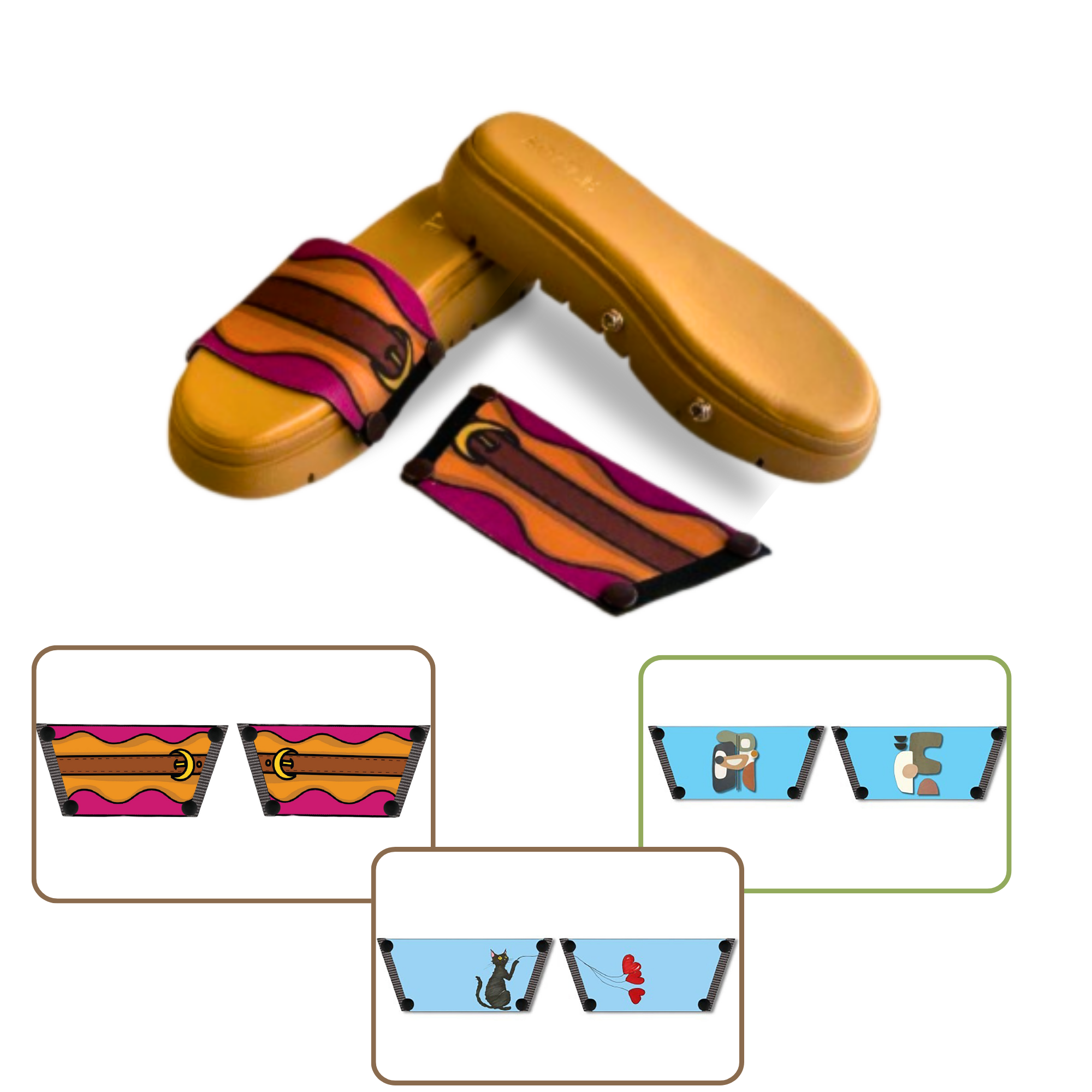 Retro Saddle + Purr fect Cat + Modern Muse (1 sole + 3 straps)