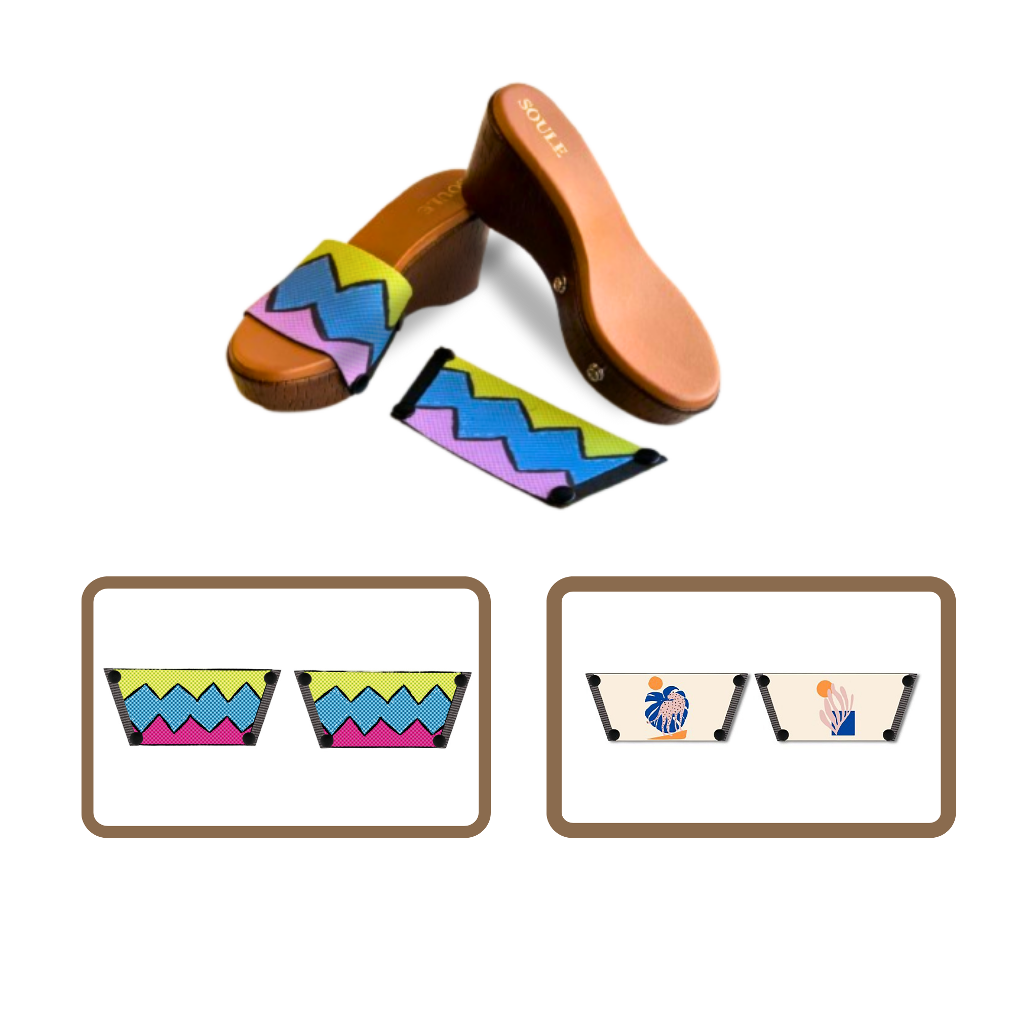 Retro Vibrance + Lush Leaf (1 sole + 2 straps)