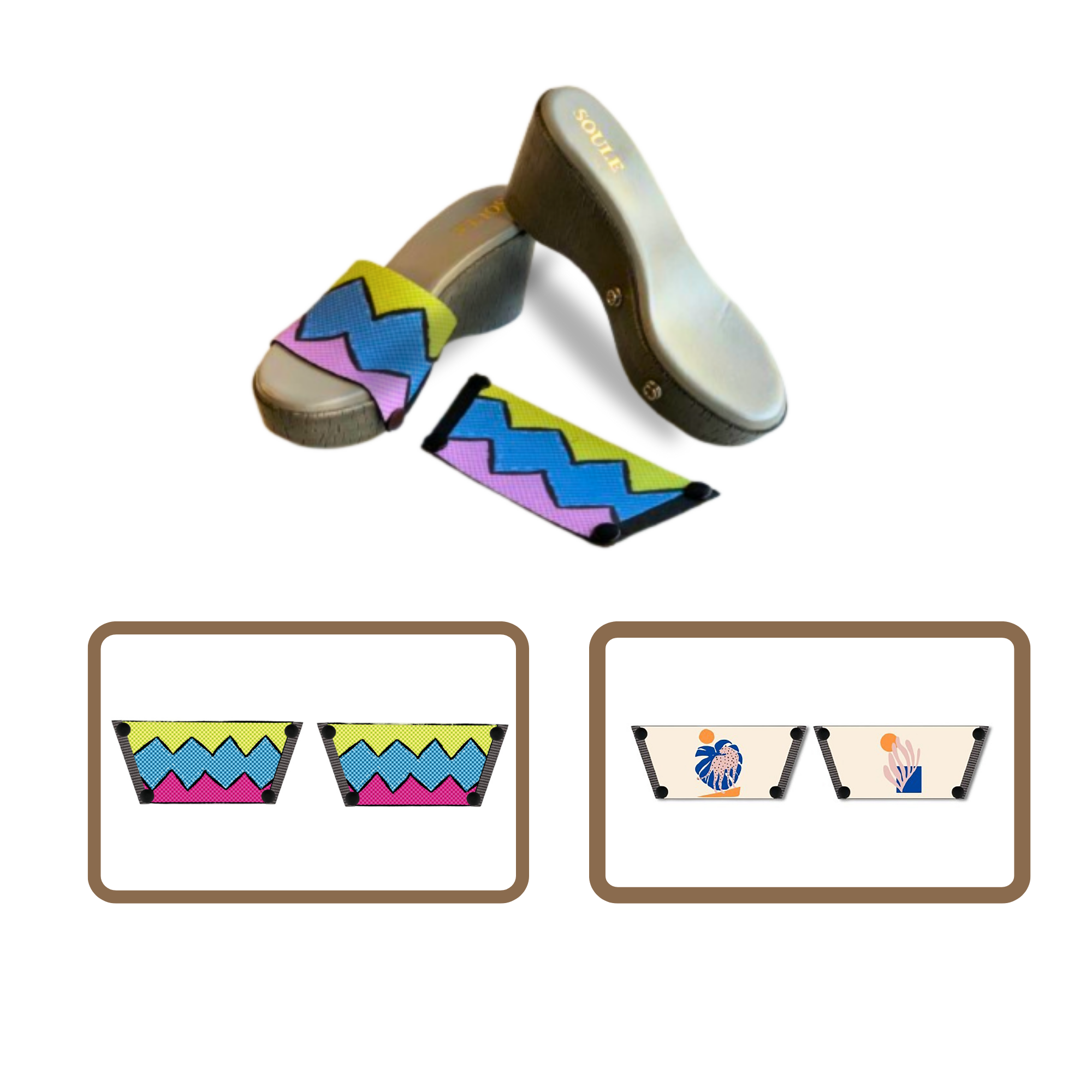 Retro Vibrance + Lush Leaf (1 sole + 2 straps)