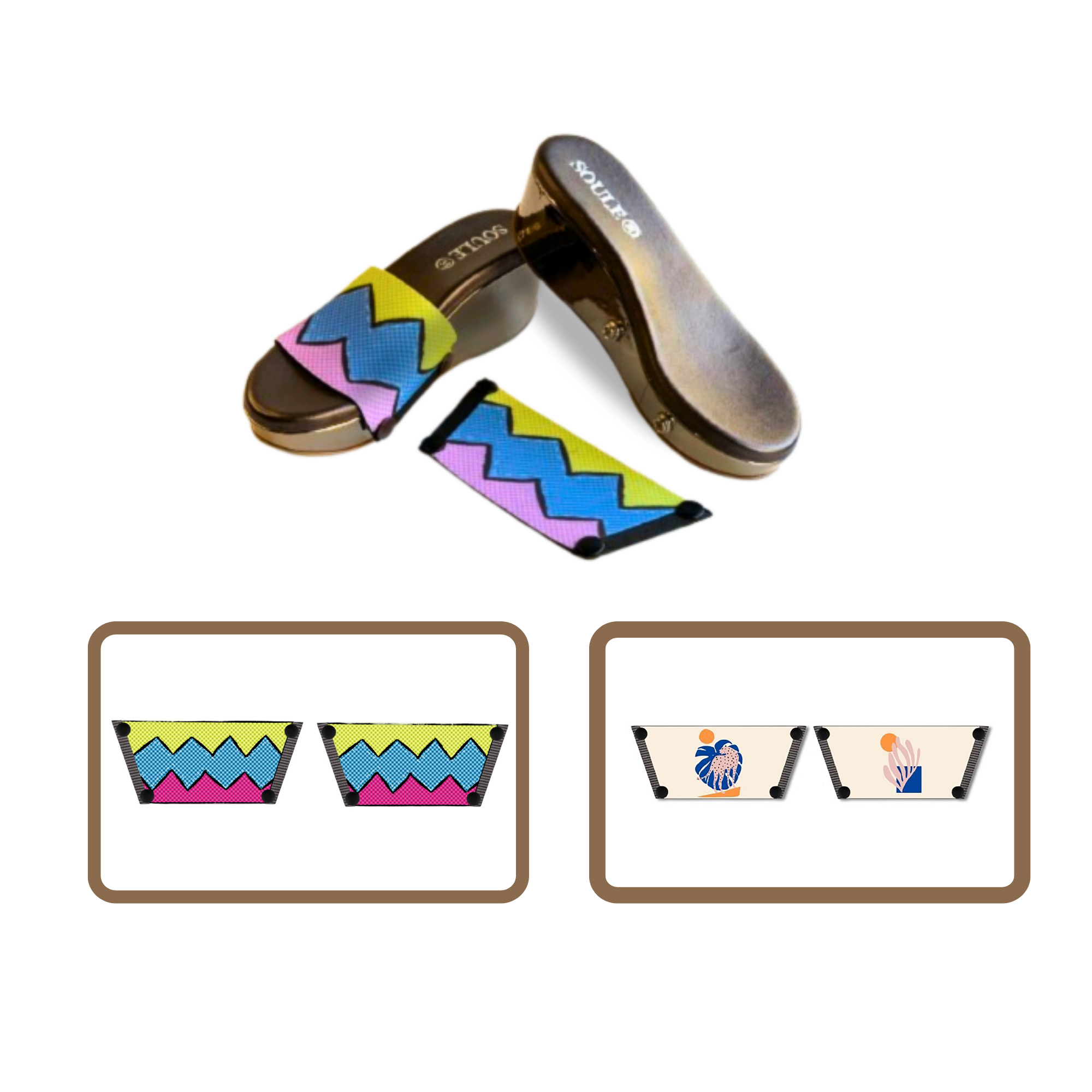 Retro Vibrance + Lush Leaf (1 sole + 2 straps)