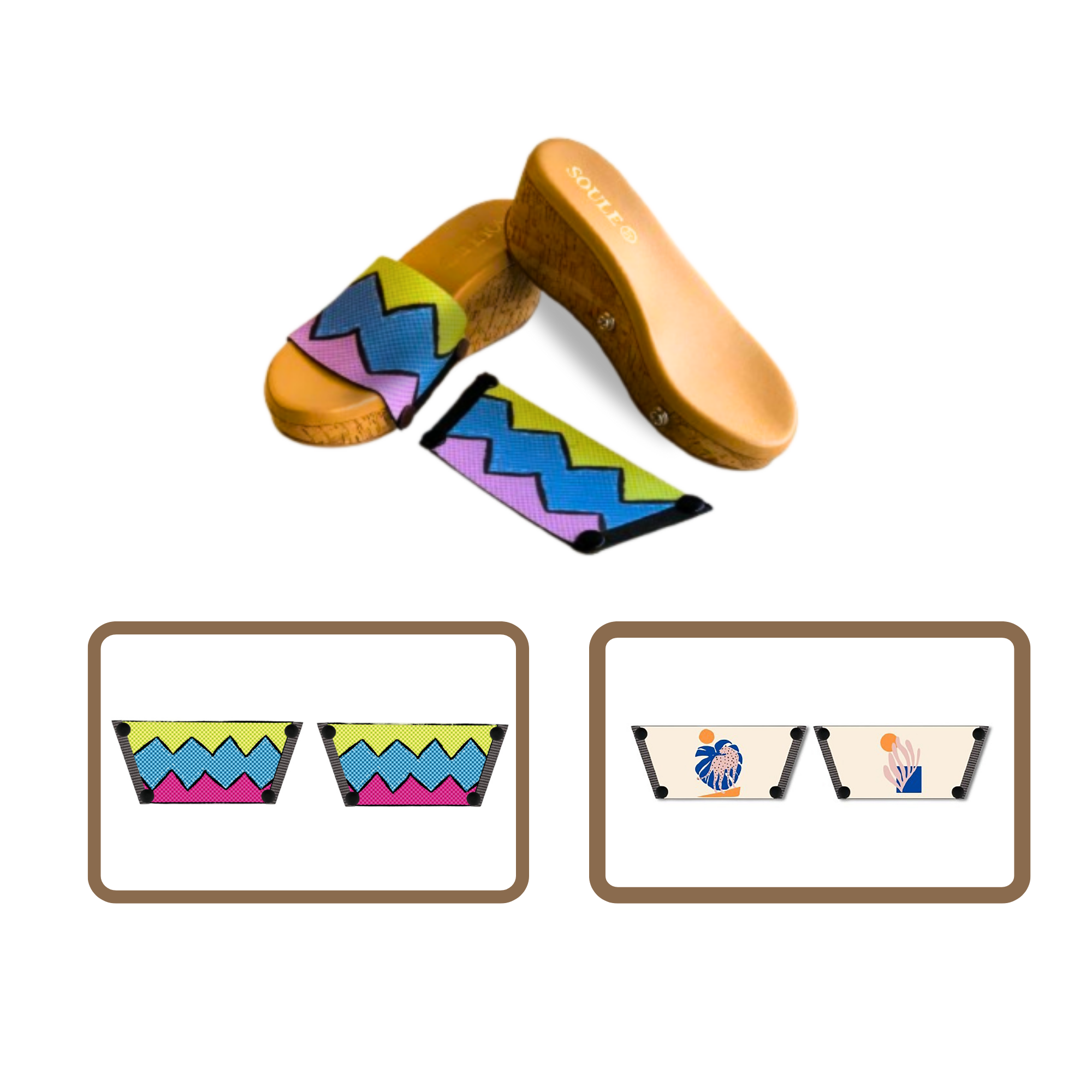 Retro Vibrance + Lush Leaf (1 sole + 2 straps)