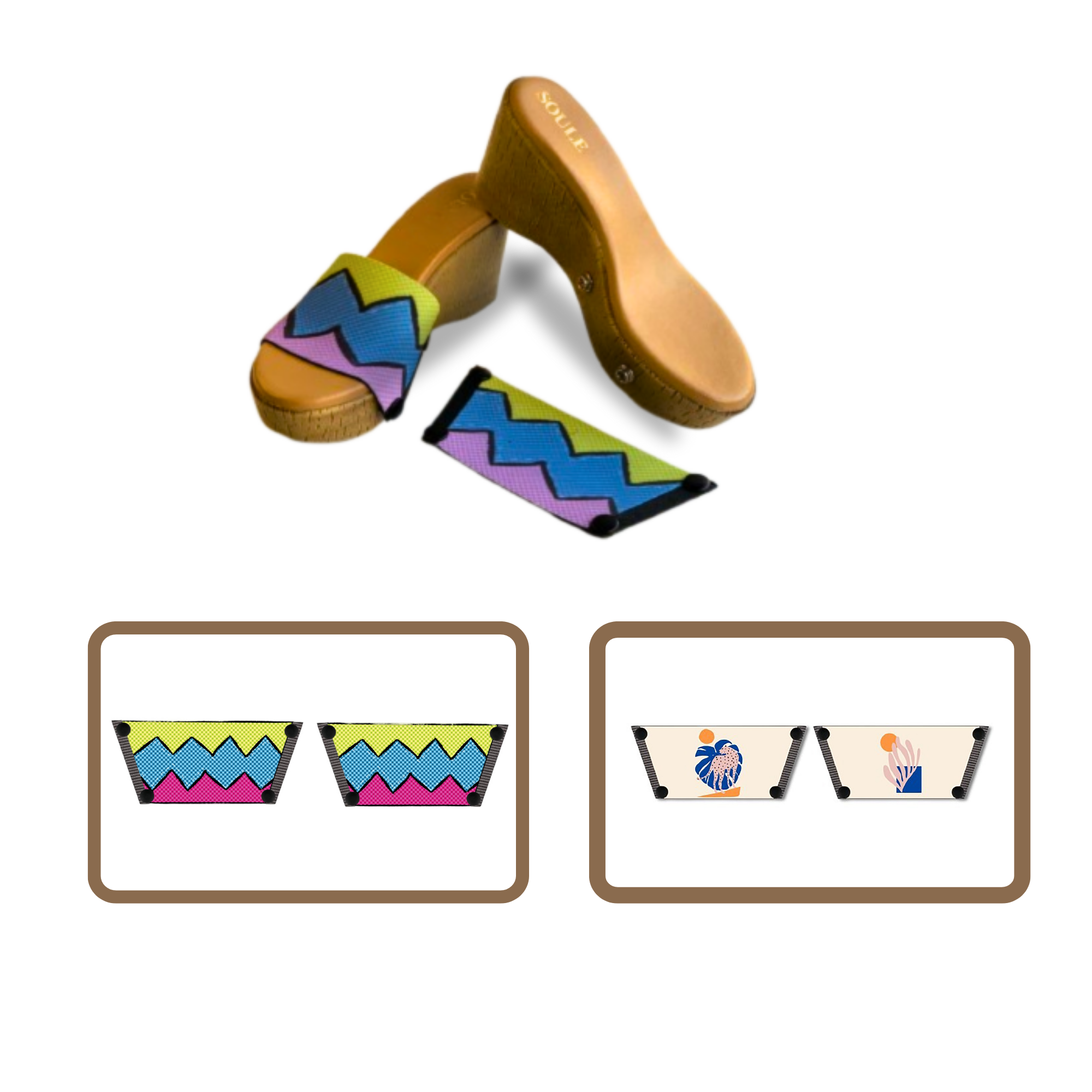 Retro Vibrance + Lush Leaf (1 sole + 2 straps)