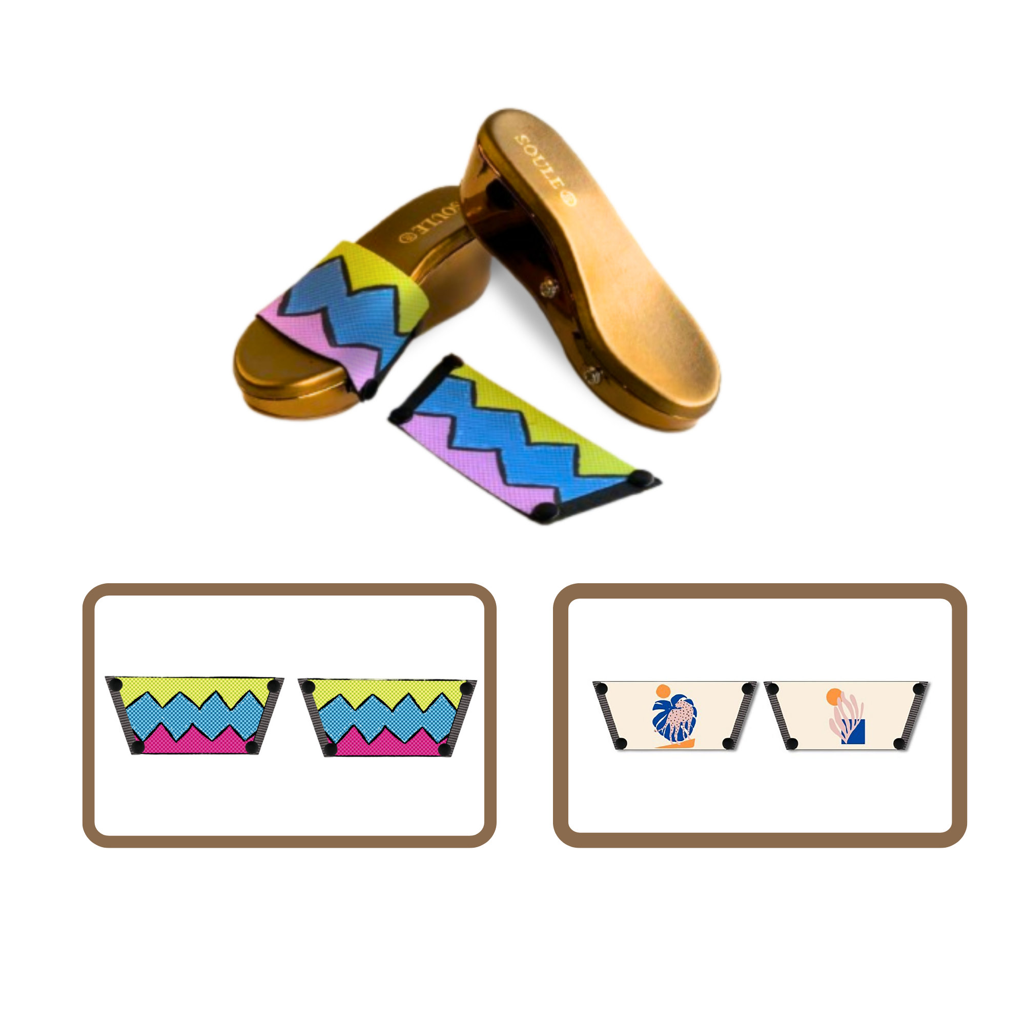 Retro Vibrance + Lush Leaf (1 sole + 2 straps)